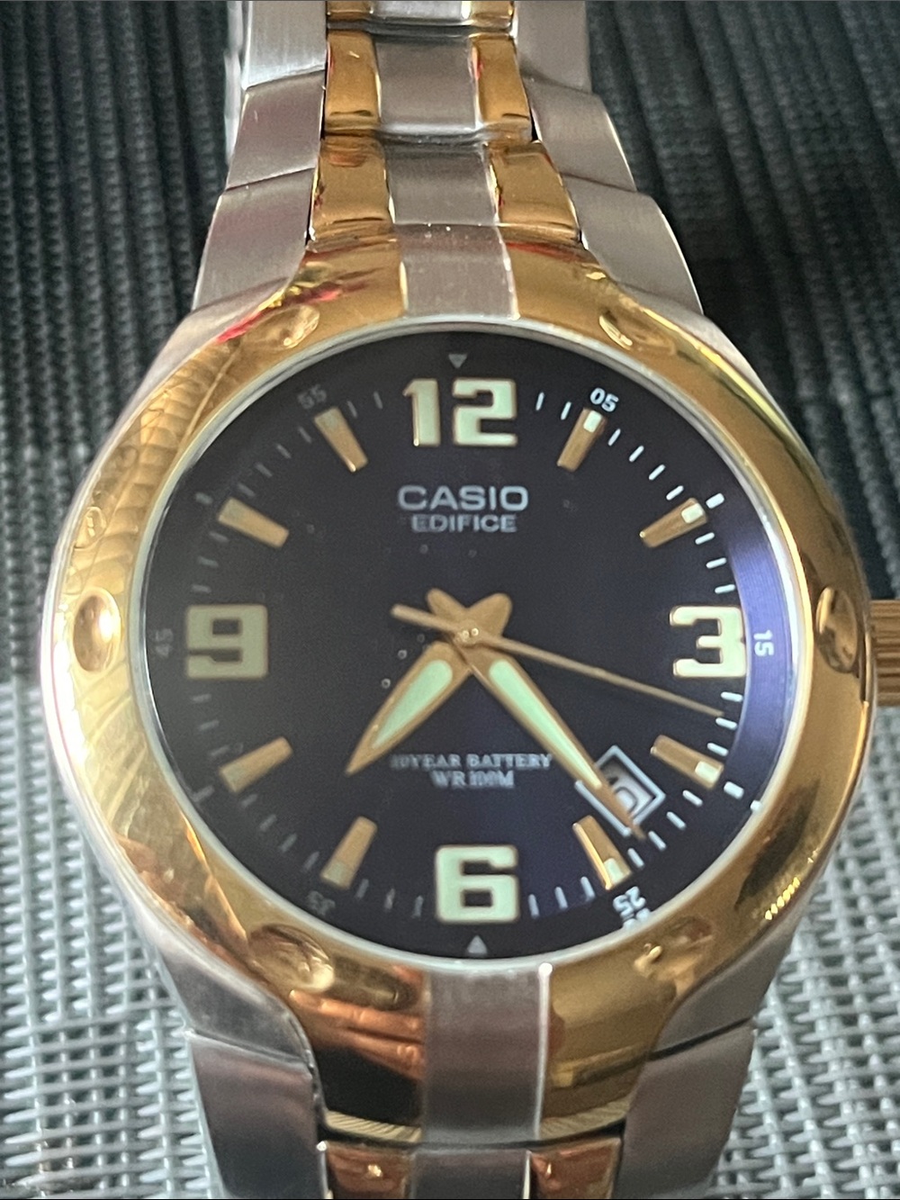 Casio Men's Two-Tone Gold & Silver Watch with Blue Dial